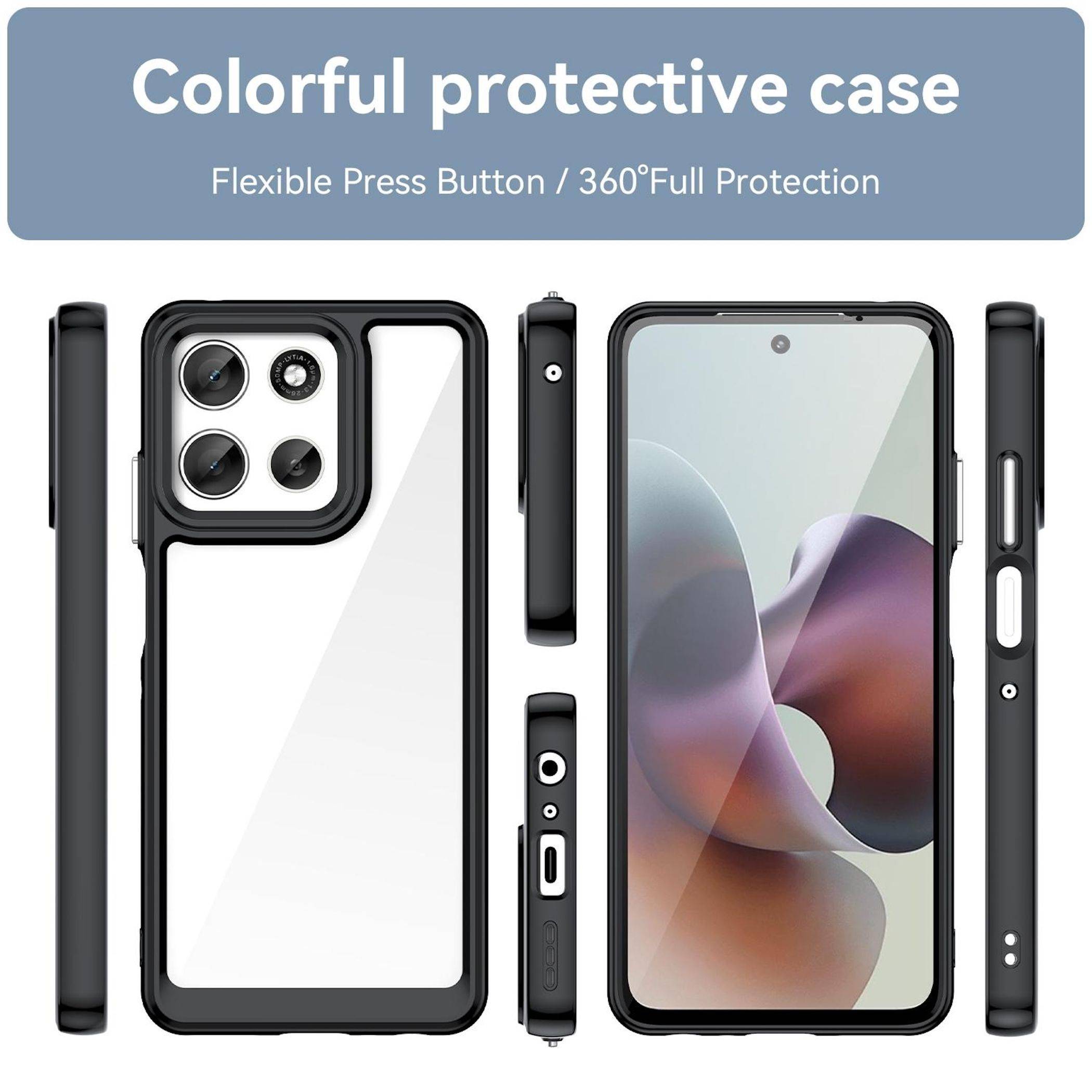 Für Motorola Moto G56 5G Colorful Series TPU / Acryl Hybrid Schutz Hülle Schwarz-1