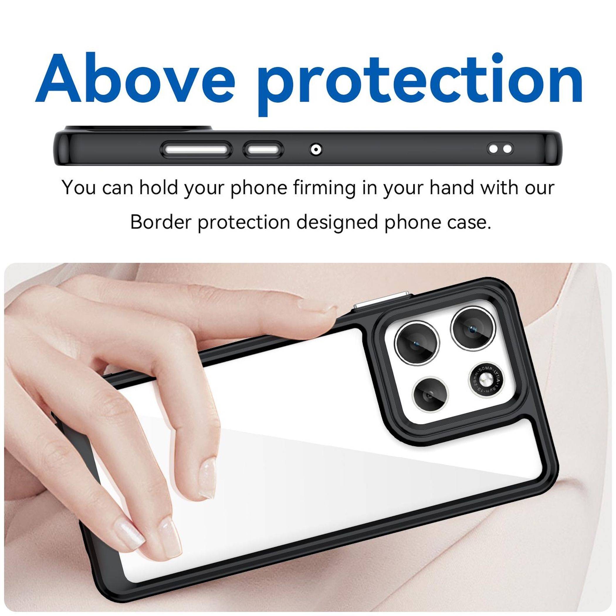 Für Motorola Moto G56 5G Colorful Series TPU / Acryl Hybrid Schutz Hülle Schwarz-3