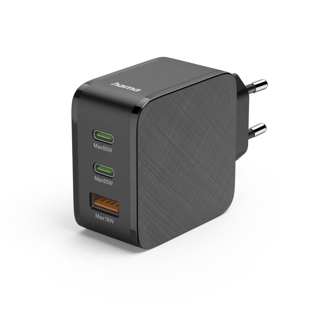 hama 00201961 Schnellladegerät, 2x USB-C PD, 1x USB-A QC, 65 W, Schwarz-0