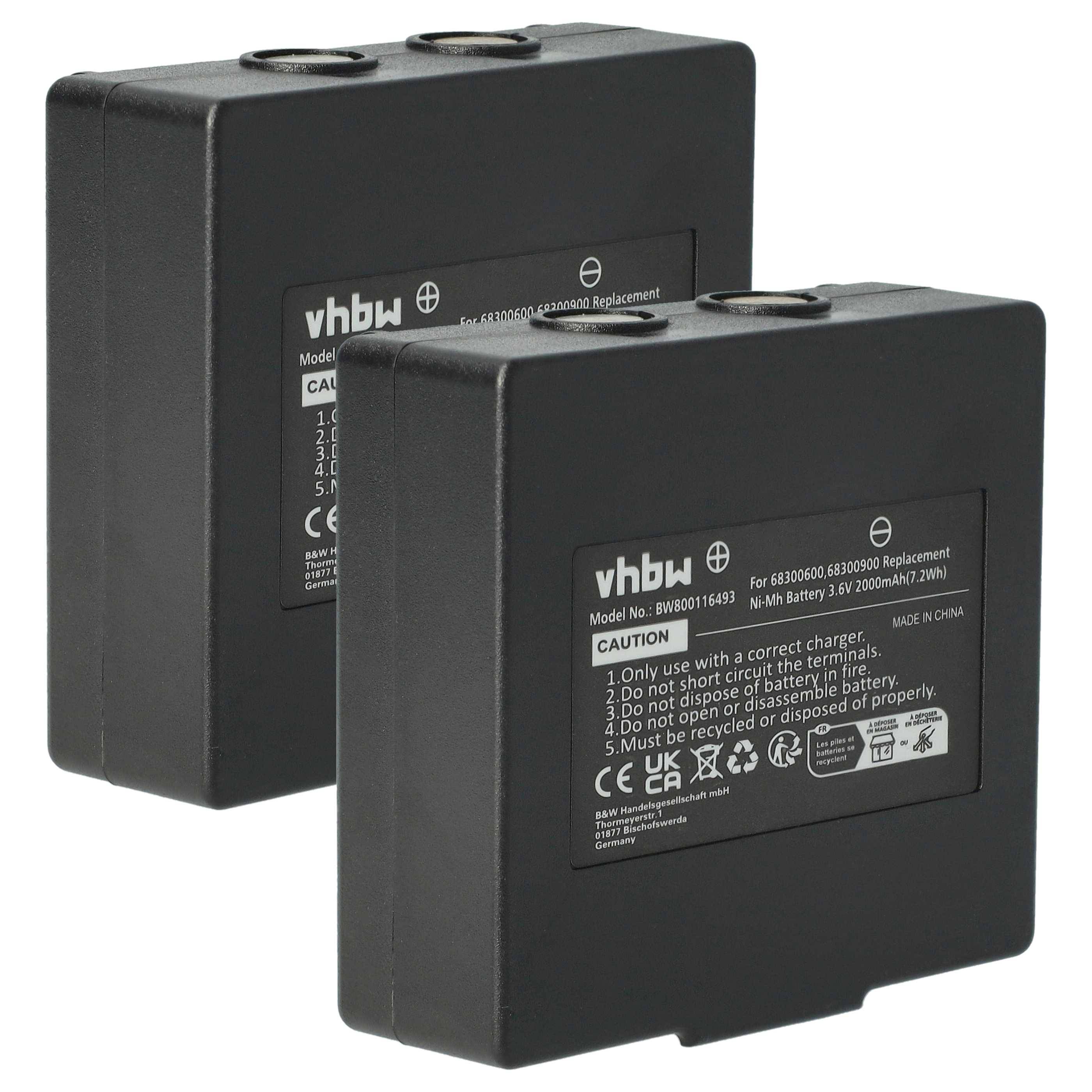vhbw 2x Akku Ersatz für Abitron KH68300990 | EX2-22 für Industrie-Funkfernsteuerung Fernbedienung (2000 mAh, 3,6 V-0