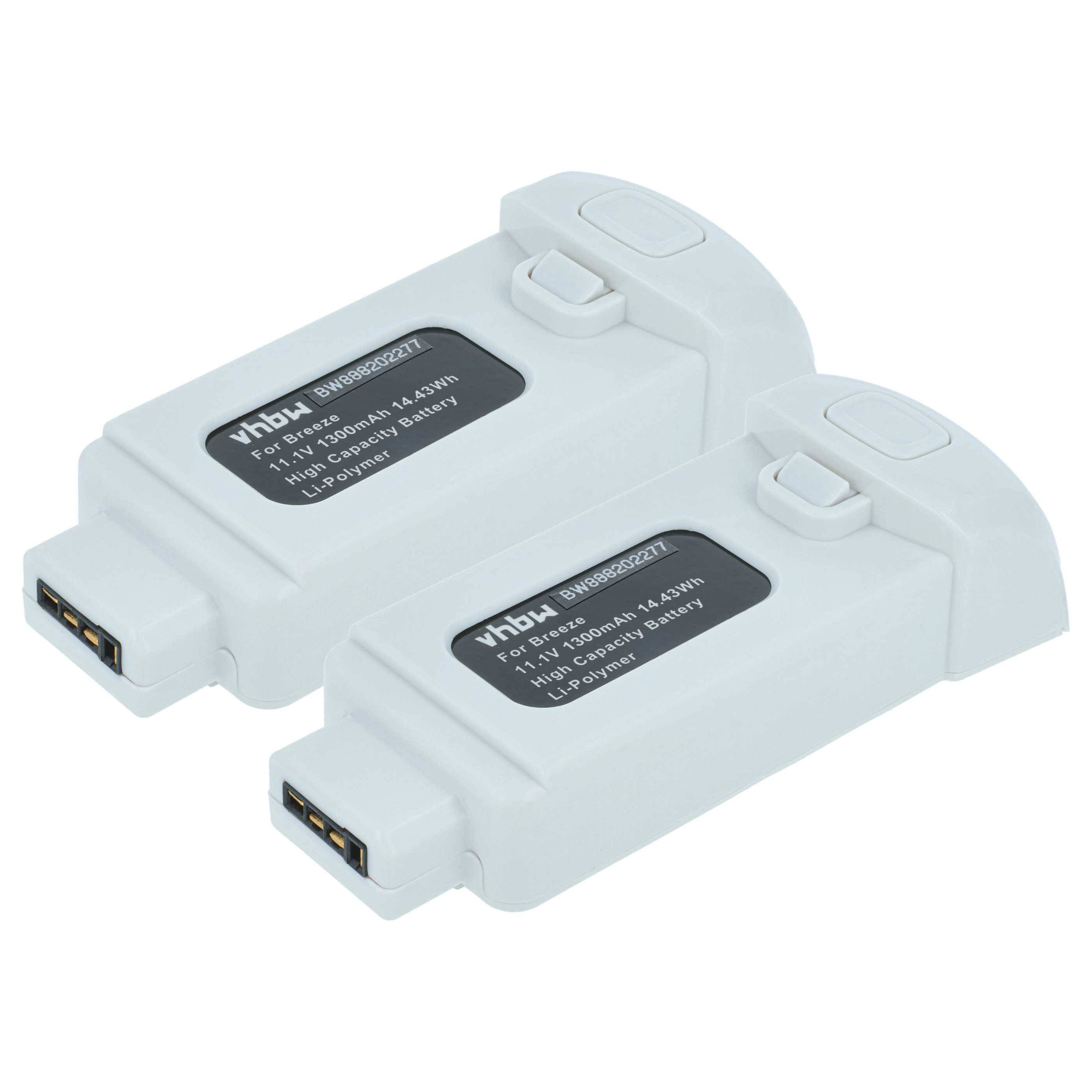 vhbw 2x Akku kompatibel mit Yuneec Breeze 4K | Breeze Drohne Multicopter Quadrocopter (1300 mAh, 11,1 V, Li-Polymer)-0