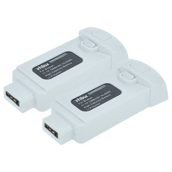 vhbw 2x Akku Ersatz für Yuneec FCA105001 | für Drohne Multicopter Quadrocopter (1300 mAh, 11,1 V, Li-Polymer)