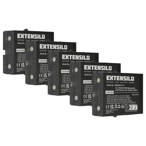 EXTENSILO 5x Akku kompatibel mit Ikusi RAD-TF | TM70/1, RAD-TS, T71, T72 ATEX, TM70/2 Industrie-Funkfernsteuerung