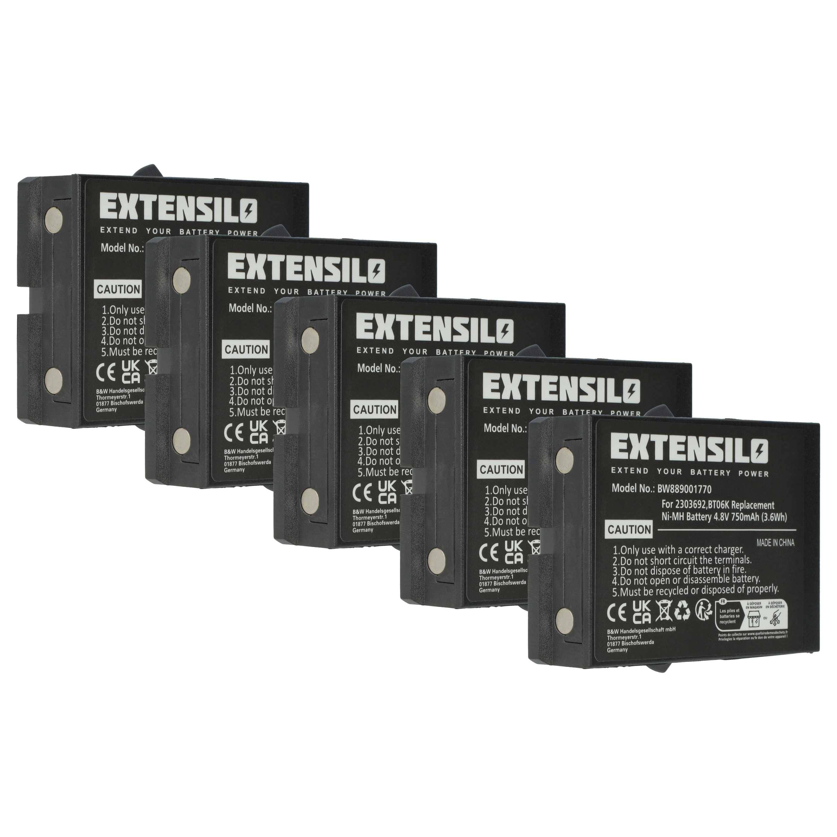 EXTENSILO 5x Akku kompatibel mit Ikusi RAD-TF | TM70/1, RAD-TS, T71, T72 ATEX, TM70/2 Industrie-Funkfernsteuerung-0