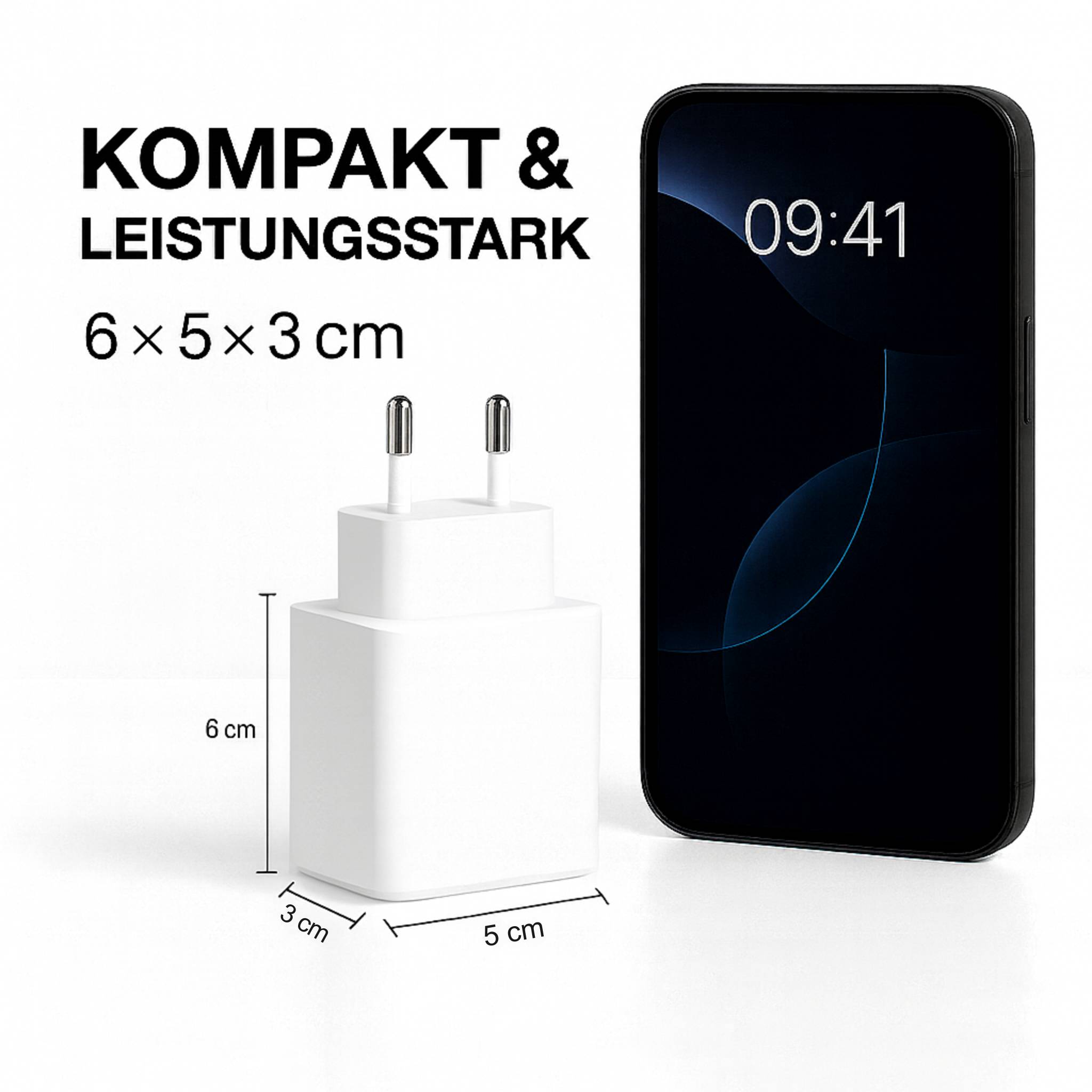 65W USB-C & USB-A Schnellladegerät – Kompakter Ladeadapter für MacBook, Laptop, Smartphone & Tablet – Weiß-4