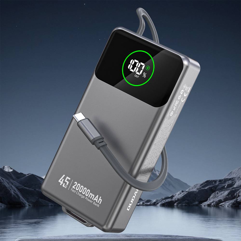 Dudao K31 Pro 45W 20000mAh Powerbank mit integriertem einziehbarem USB-C-Kabel - Grau-1