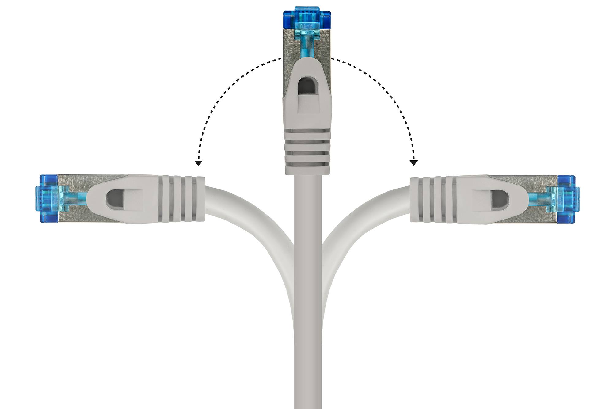 kabelmeister® Patchkabel SmartFLEX, Cat.6A, halogenfreier TPE-Mantel, UV-beständig, grau, 2m-4