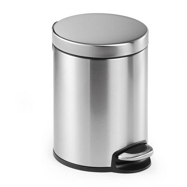 Durable Treteimer Edelstahl, rund, silber, 5 Liter