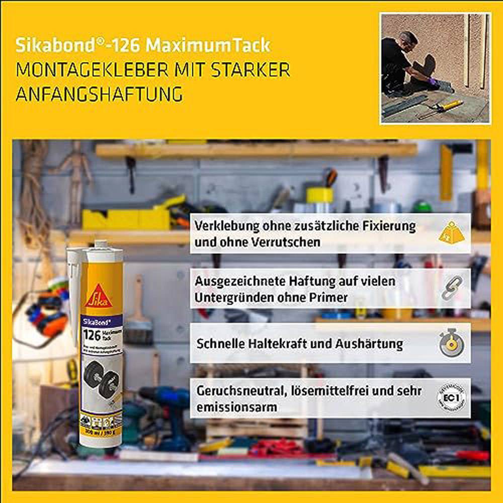 SikaBond-126 Max Tack schwarz Montagekleber 300ml-1