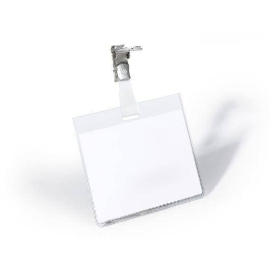 Namensschild mit Clip, Weichfolie, transparent, 90 x 60 mm-0