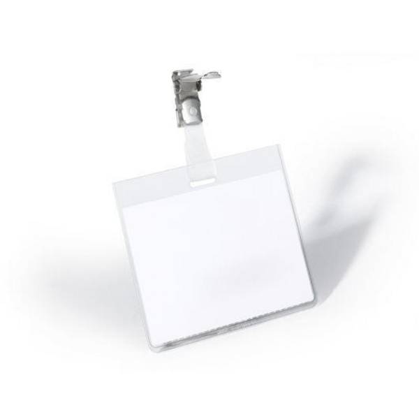 Namensschild mit Clip, Weichfolie, transparent, 90 x 60 mm