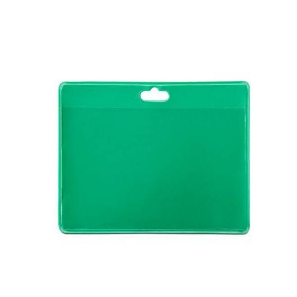 Namensschild, grün 82,5 x 103 mm, klare PVC - Folie, Querformat
