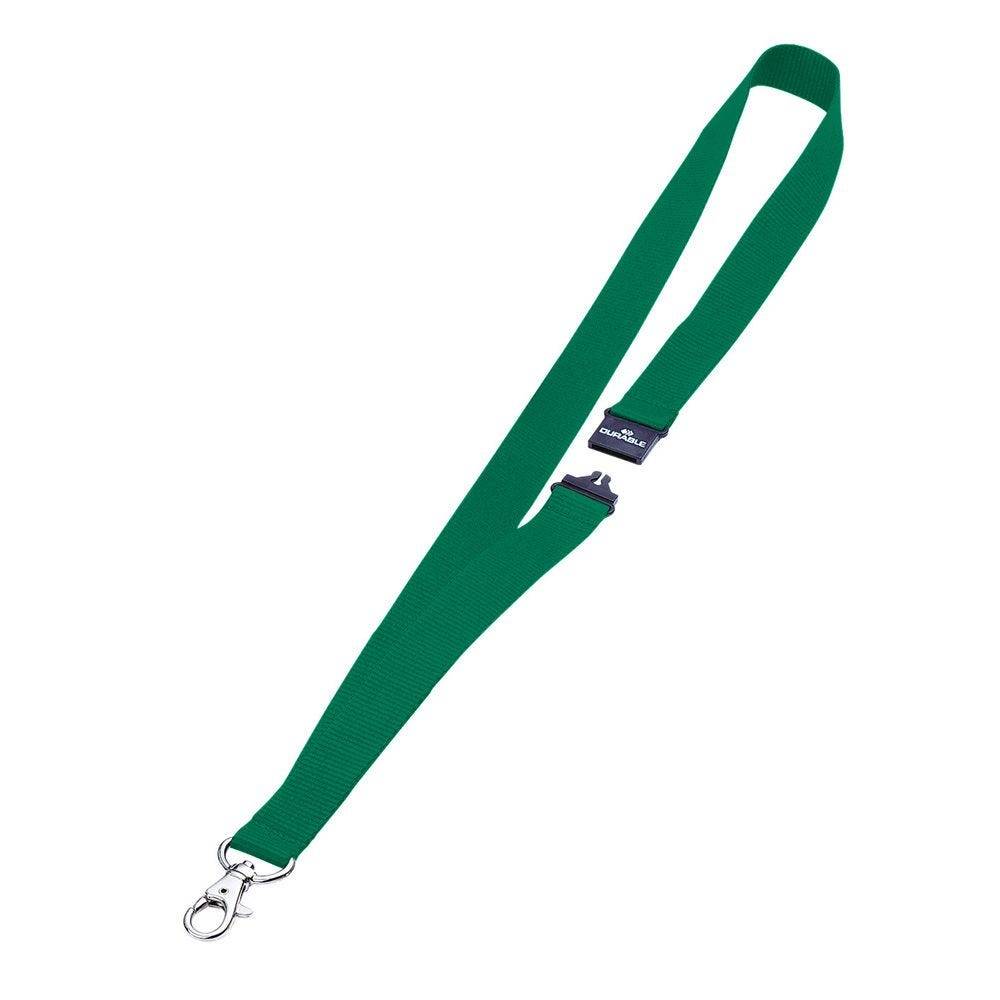 Textilband mit Karabiner für Namensschilder oder Ausweishalter, grün-0