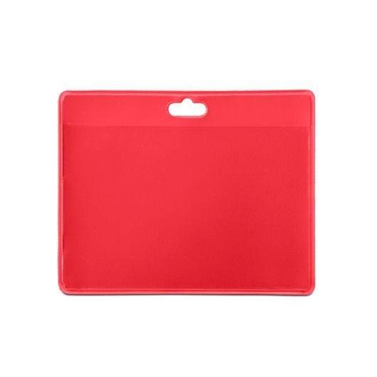 Namensschild, rot 82,5 x 103 mm, klare PVC - Folie, Querformat-0