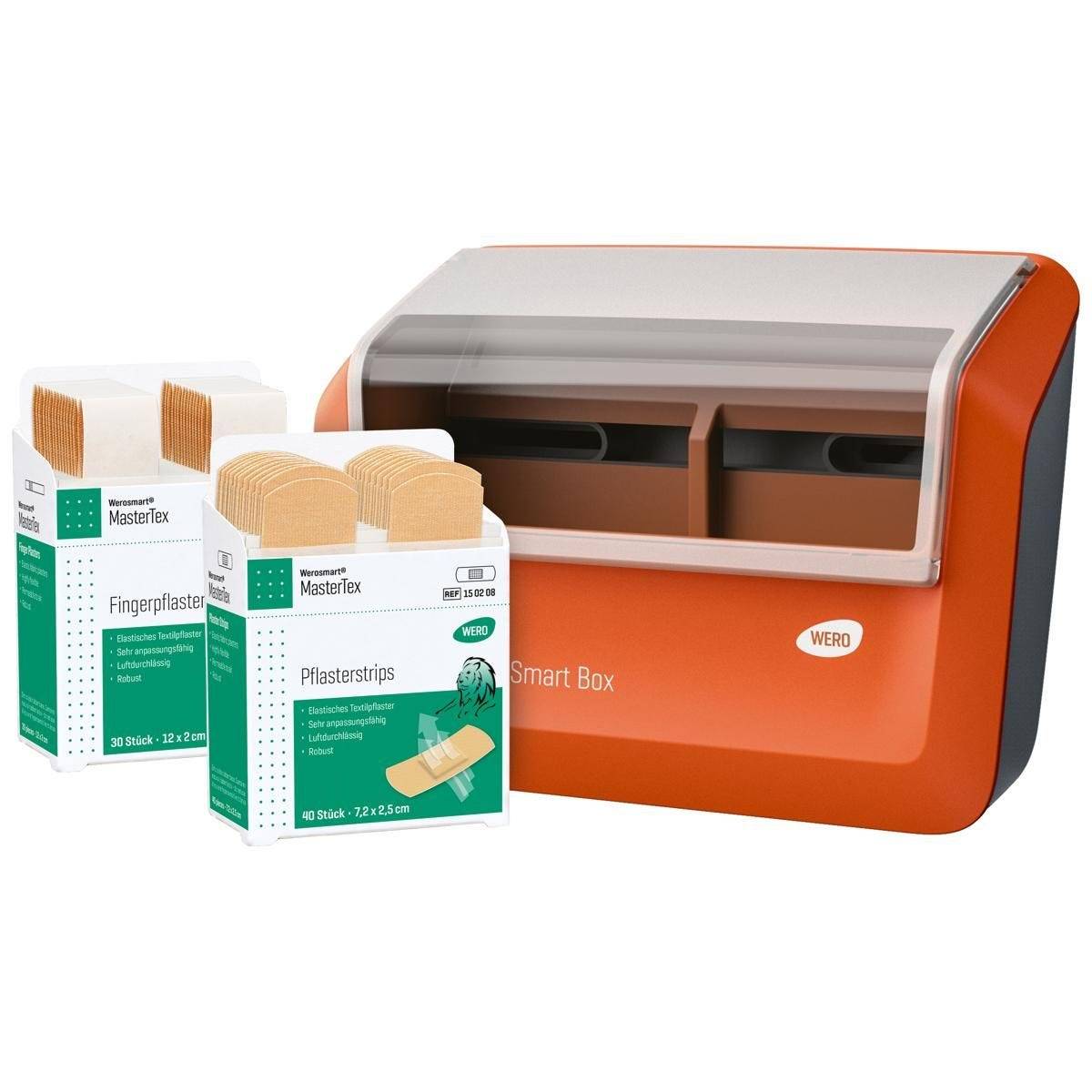 Pflasterspender Wero Smart Box mit MasterTex Pflasterstrips und Fingerpflaster-1