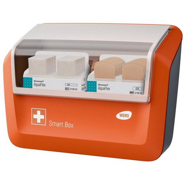 Pflasterspender Wero Smart Box mit AquaFlex Pflasterstrips und Fingerpflaster