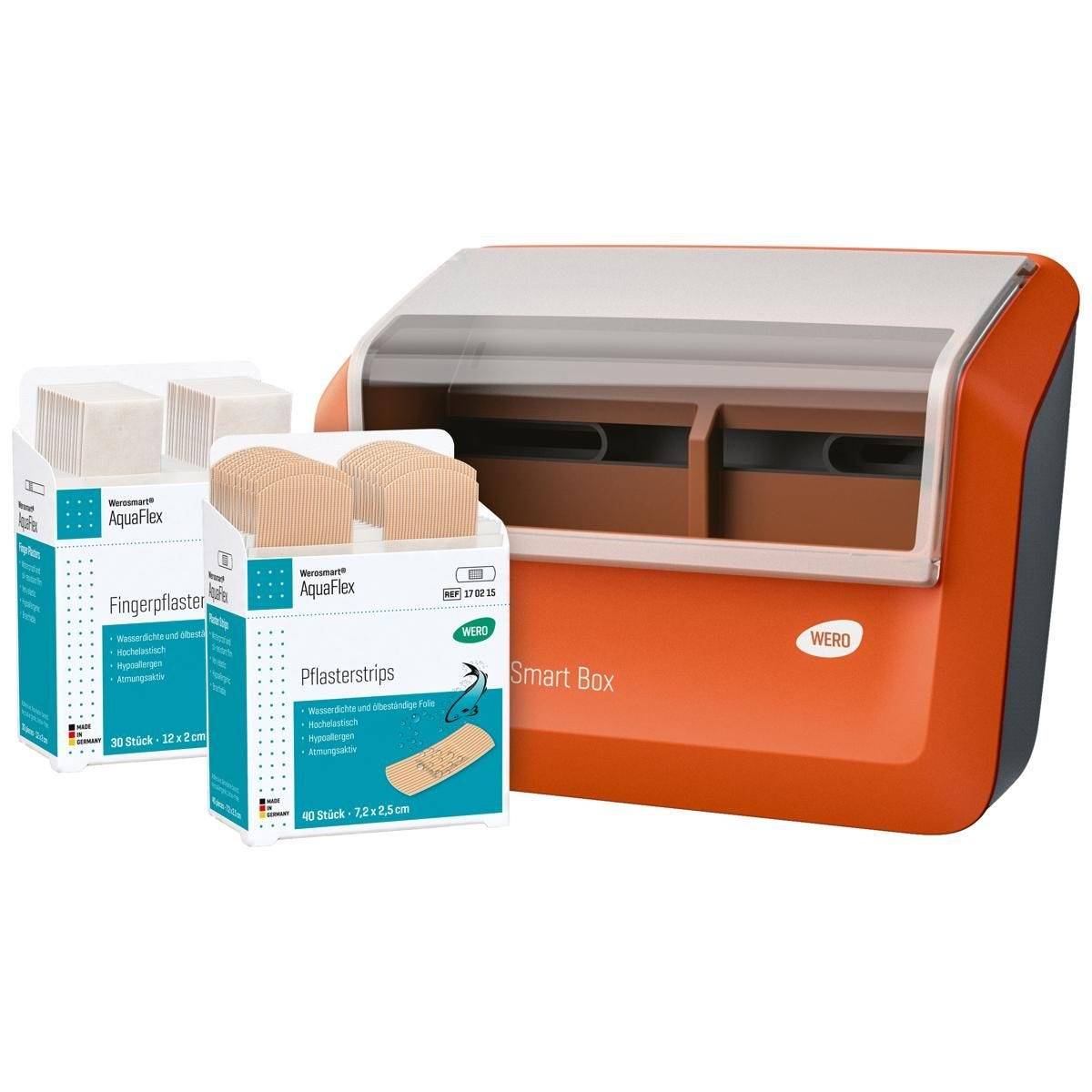 Pflasterspender Wero Smart Box mit AquaFlex Pflasterstrips und Fingerpflaster-1