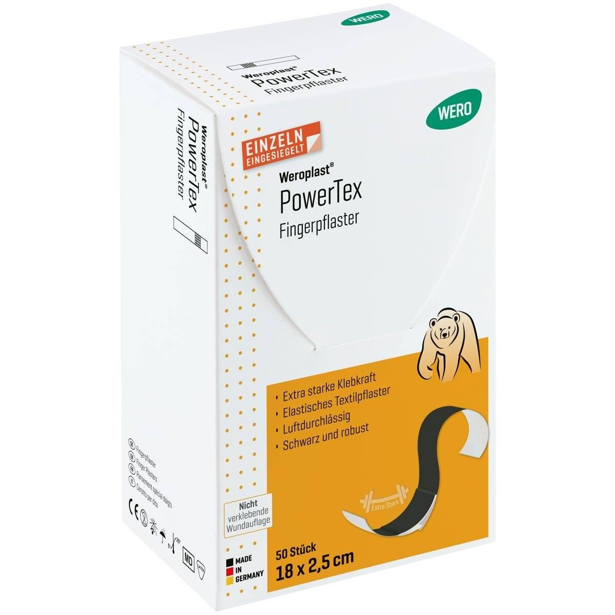 Weroplast® PowerTex Fingerpflaster, 50 Stück einzeln eingesiegelt, je 18 x 2,5 cm-0