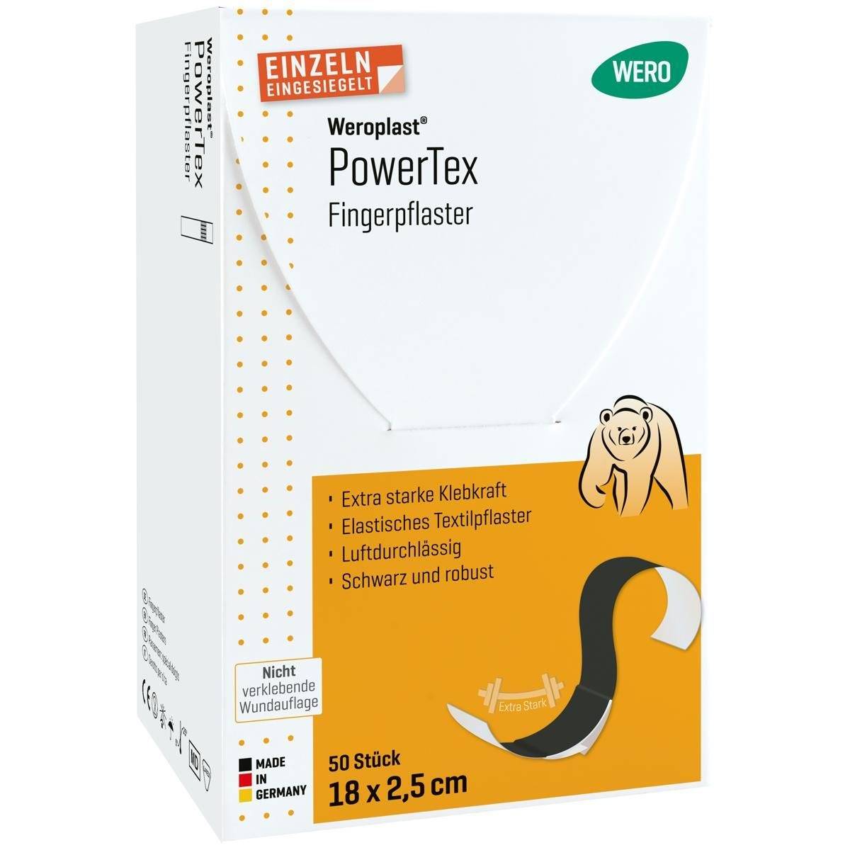 Weroplast® PowerTex Fingerpflaster, 50 Stück einzeln eingesiegelt, je 18 x 2,5 cm-3