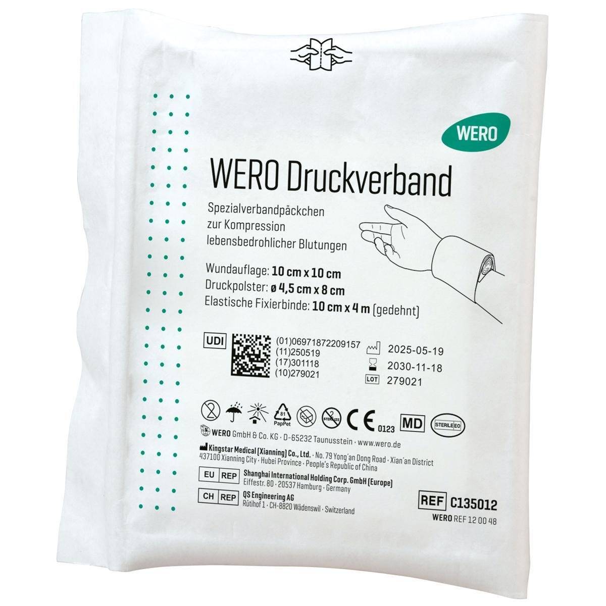 WERO Druckverband steril, gebrauchsfertig mit Wundauflage 10x10cm-1