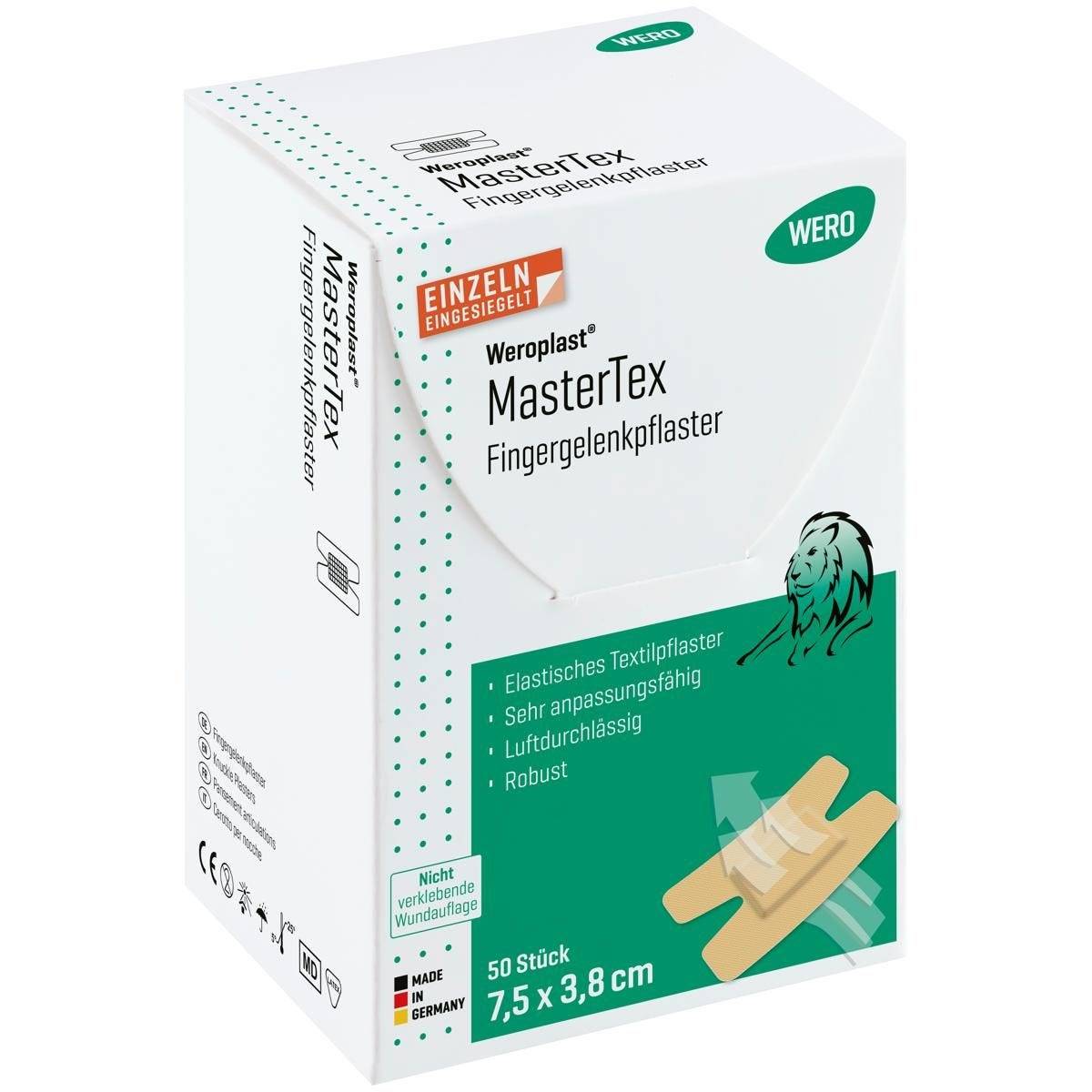 Weroplast® MasterTex Fingergelenkpflaster, 50 Stück einzeln eingesiegelt, 7,5 x 3,8 cm-0