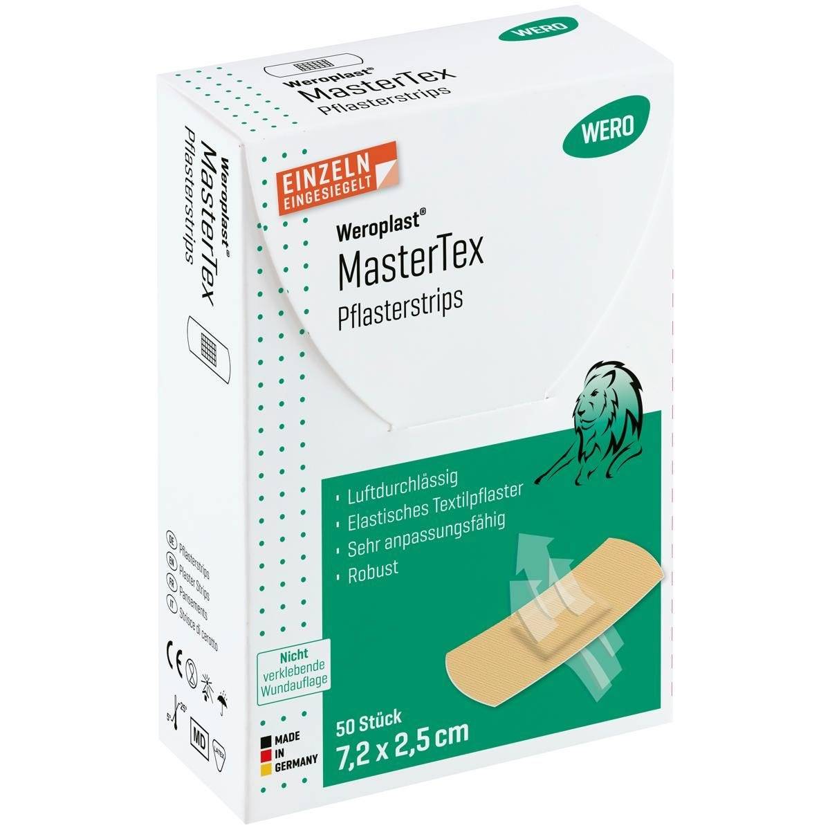 Weroplast® MasterTex Pflasterstrips, 50 Stück einzeln eingesiegelt, 7,2 x 2,5 cm-0