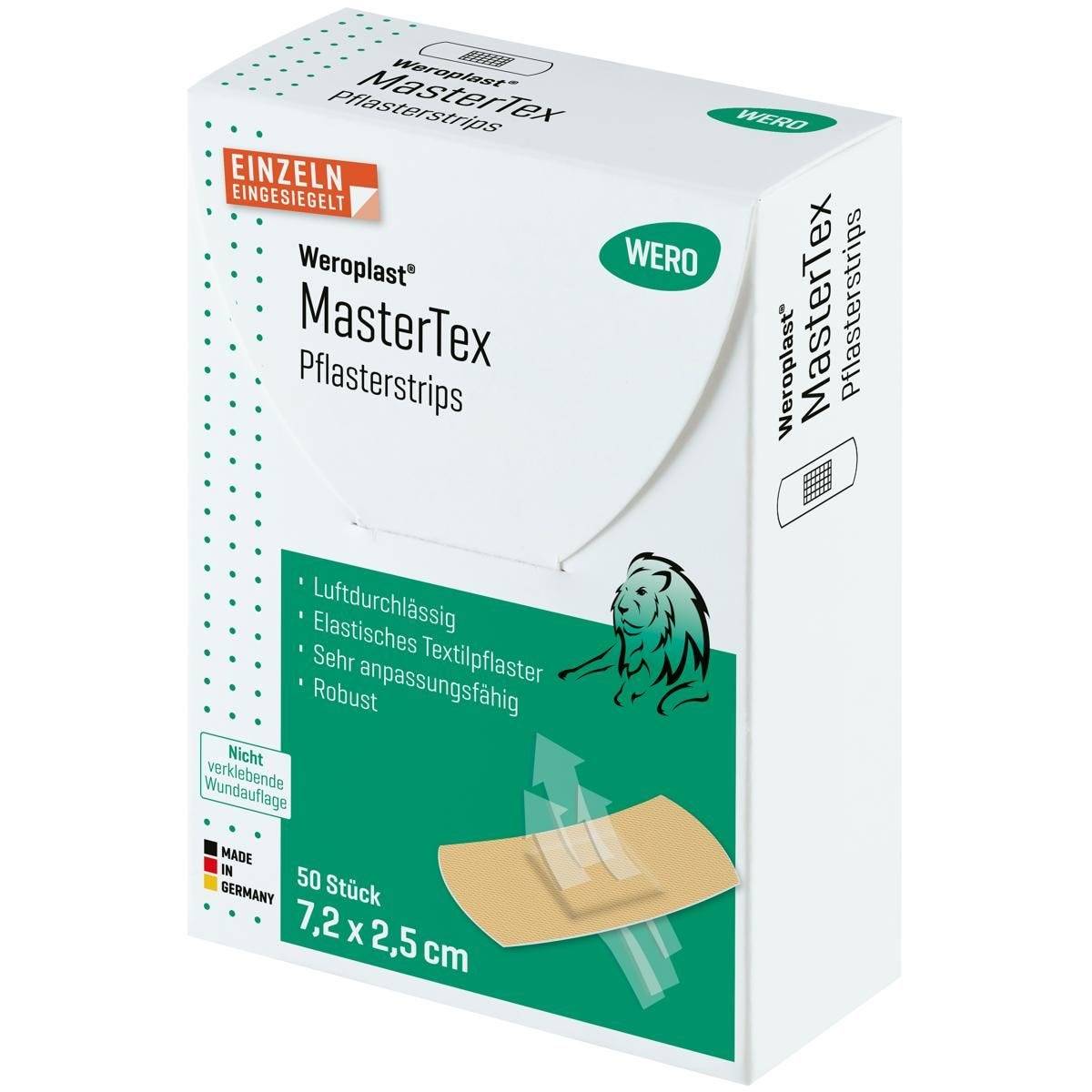 Weroplast® MasterTex Pflasterstrips, 50 Stück einzeln eingesiegelt, 7,2 x 2,5 cm-1