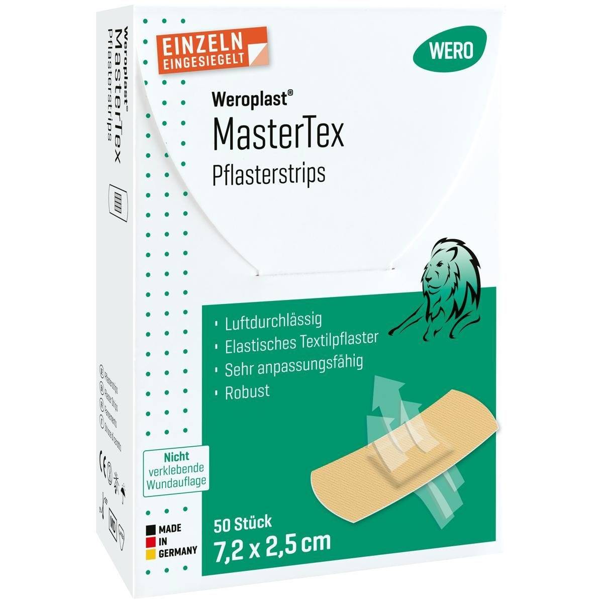 Weroplast® MasterTex Pflasterstrips, 50 Stück einzeln eingesiegelt, 7,2 x 2,5 cm-3