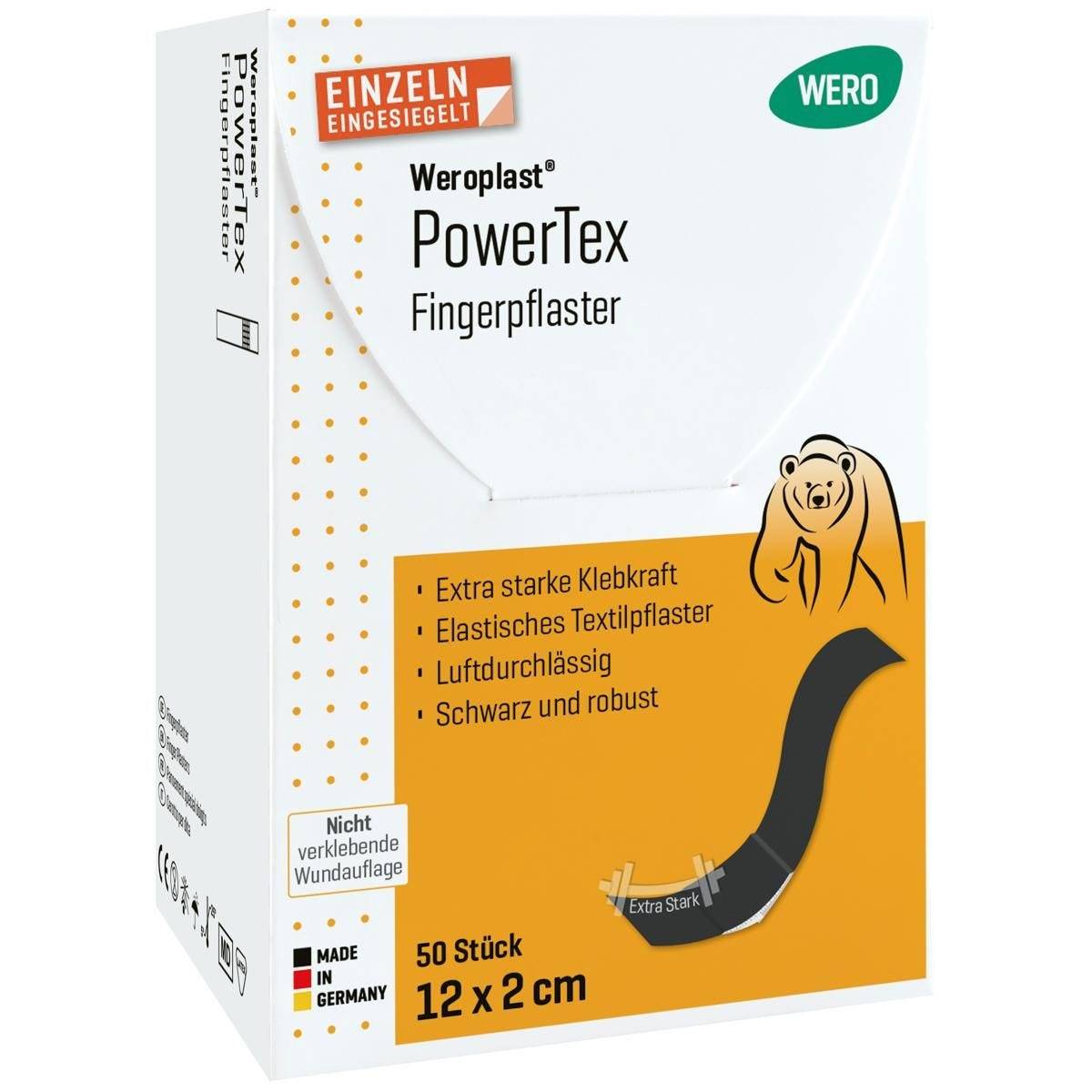 Weroplast® PowerTex Fingerpflaster, 50 Stück einzeln eingesiegelt, je 12 x 2 cm-3