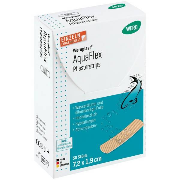 Weroplast® AquaFlex Pflasterstrips 7,2 x 1,9 cm, 50 Stück