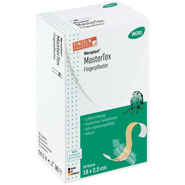 Weroplast® MasterTex Fingerpflaster, 50 Stück einzeln eingesiegelt, 18 x 2,5 cm