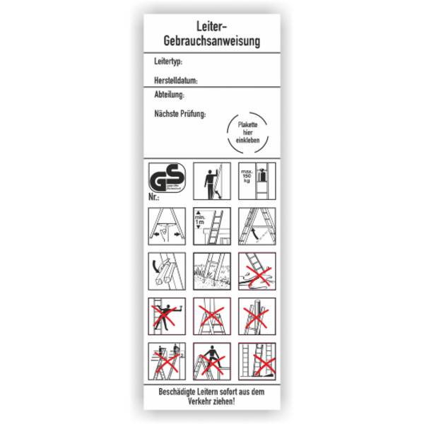 Leiter-Gebrauchsanweisung gemäß DGUV Information 208-016, (BGI694)