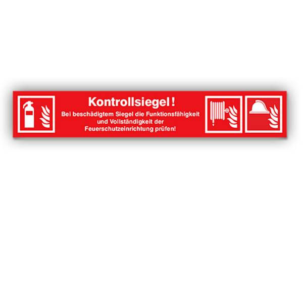 Sicherheitssiegel, Kontrollsiegel für Feuerschutzeinrichtungen, 100 x 17 mm