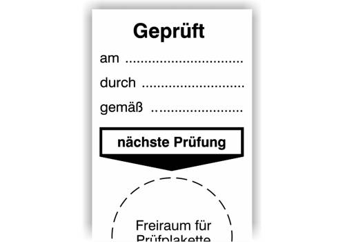 Grundplakette, Geprüft am… durch… gemäß… nächste Prüfung-2