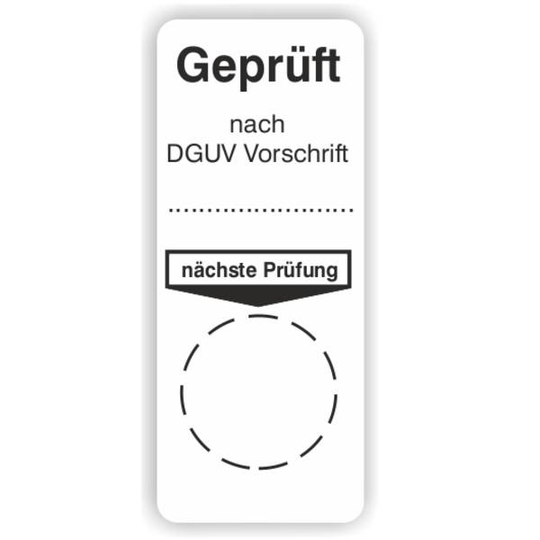 Grundplakette Mini, Geprüft nach DGUV Vorschrift… nächste Prüfung