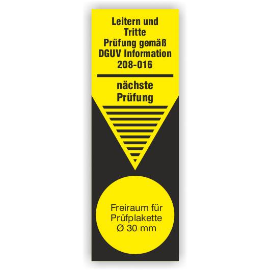 Grundplakette, Leitern und Tritte - Prüfung gemäß DGUV Information 208-016 - nächste Prüfung