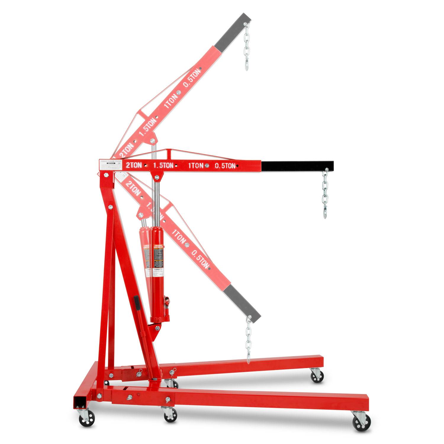 EBERTH Motorkran 2000 kg hydraulisch klappbar 4-fach Ausleger 1050–1590 mm 6 Rollen-2