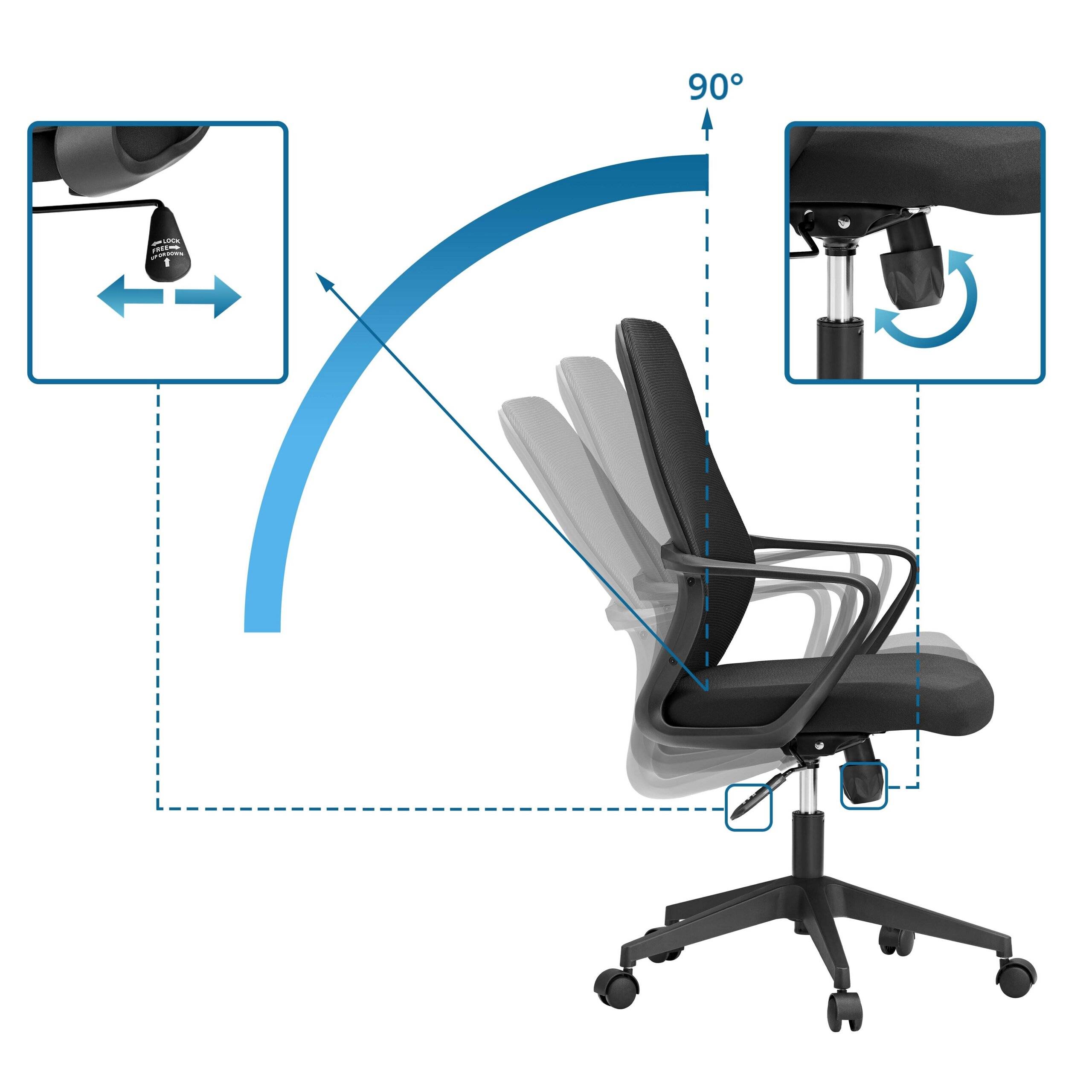 Bürostuhl Drehstuhl EXPLORER Netzstoff Sitz Stoff schwarz mybuero-2