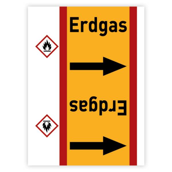 Rohrleitungsband Erdgas nach DIN 2403 für Ø > 50 mm Brennbare Gase Gruppe 4