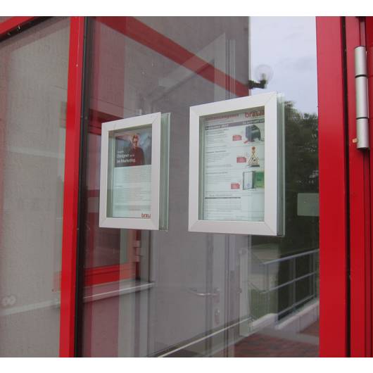 Schaufenster-Klapprahmen, A1, silber eloxiertes Aluminiumprofil 25 mm breit-1