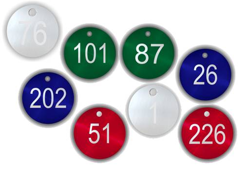 Kennzeichnungsmarken, nummeriert 176 - 200, aus Aluminium 1 mm, silber eloxiert, Ø 30 mm-1