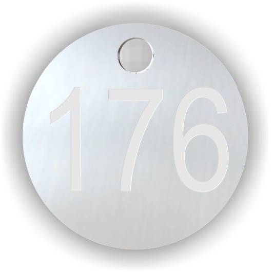 Kennzeichnungsmarken, nummeriert 176 - 200, aus Aluminium 1 mm, silber eloxiert, Ø 30 mm-0