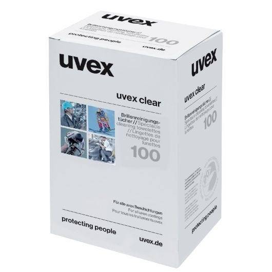 uvex Feuchtreinigungstücher für alle uvex Schutzbrillen, 100 Stück im Karton-0