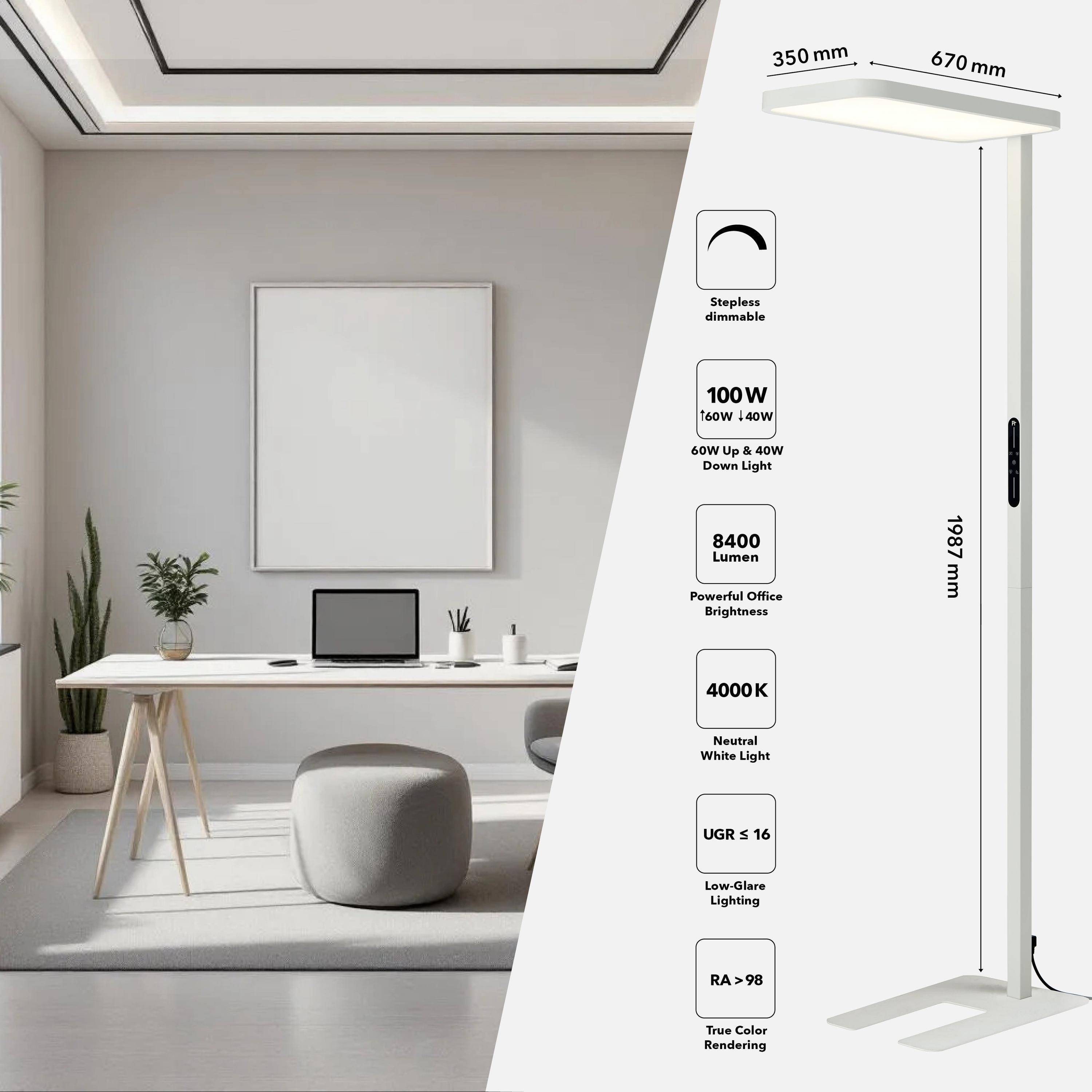 FeinTech LT920 LED Büro Stehlampe 100W Uplight & Downlight-5