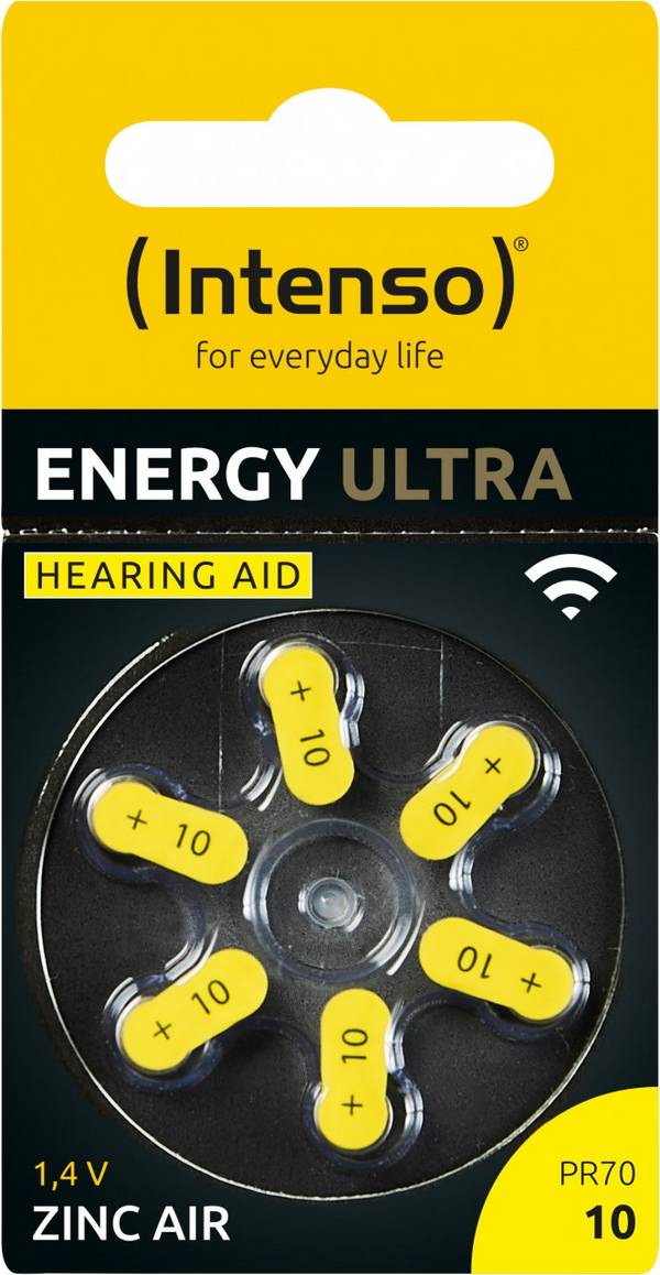 Intenso Hörgeräte-Batterie „Energy Ultra“ – A10 / PR70, 1,45 Volt (6er Pack)