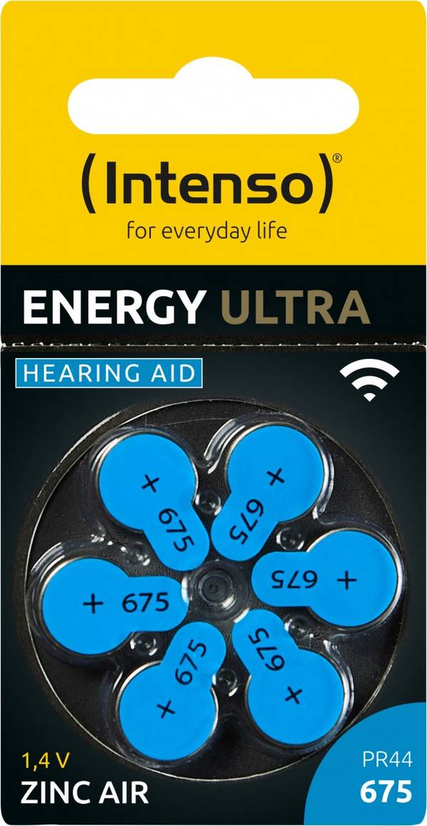 Intenso Hörgeräte-Batterie „Energy Ultra“ – A675 / PR44, 1,45 Volt (6er Pack)