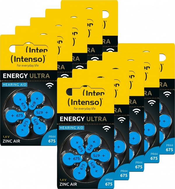 Intenso Hörgeräte-Batterie „Energy Ultra“ – A675 / PR44, 1,45 Volt (60er Pack)
