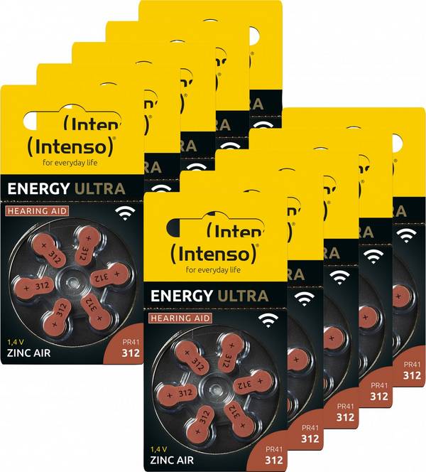 Intenso Hörgeräte-Batterie „Energy Ultra“ – A312 / PR41, 1,45 Volt (60er Pack)