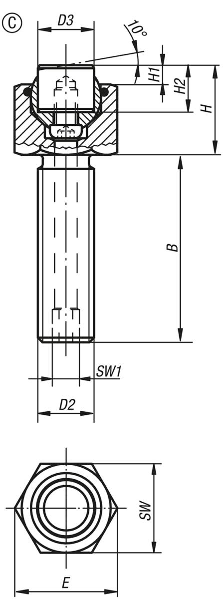 Norelem 02007-112X020, Pendelauflage mit O-Ring, Vergütungsstahl-1