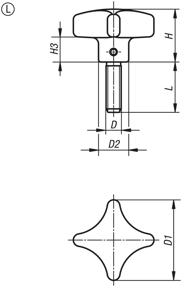 Norelem 06158-6032063X50, Kreuzgriff Edelstahl, gestrahlt-1